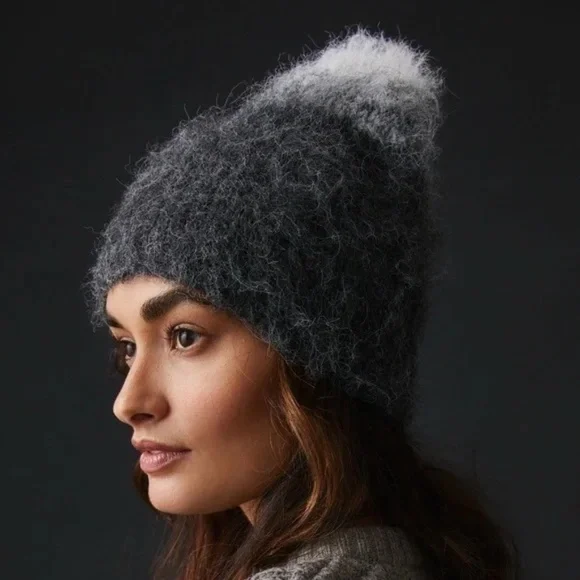NWT Anthropologie Ombre Knit Beanie Grey - Picture 2 of 2